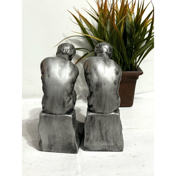 The Thinker Bookends Set Classic Design Silver Finish - Picture 13 of 13